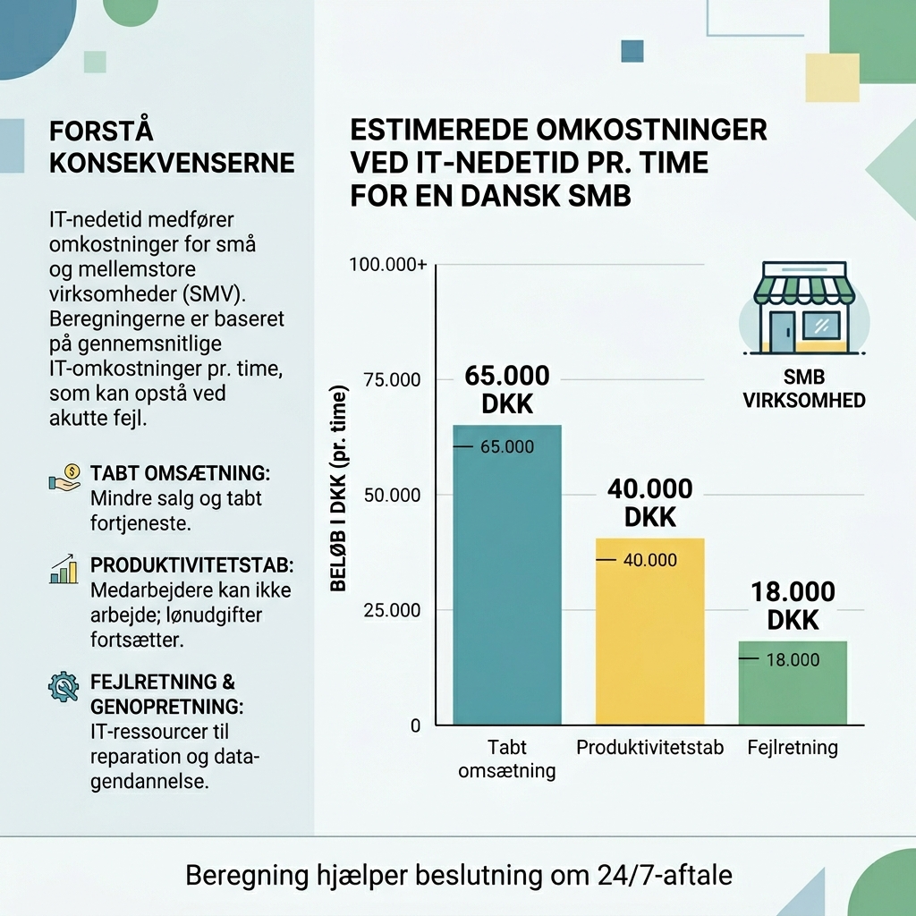 Grafisk illustration af omkostninger ved IT-nedetid pr. time for en SMB
