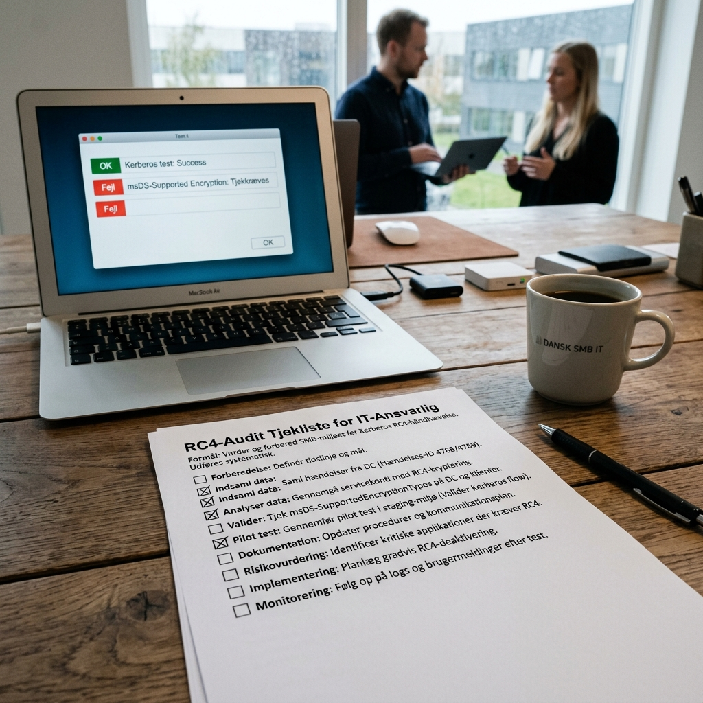 Eksempel på tjekliste til at identificere servicekonti og legacy-enheder i Active Directory