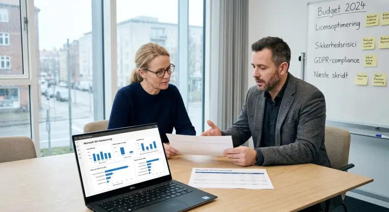 Microsoft 365 licenser virksomheder budget sikkerhed og Entra oversigt