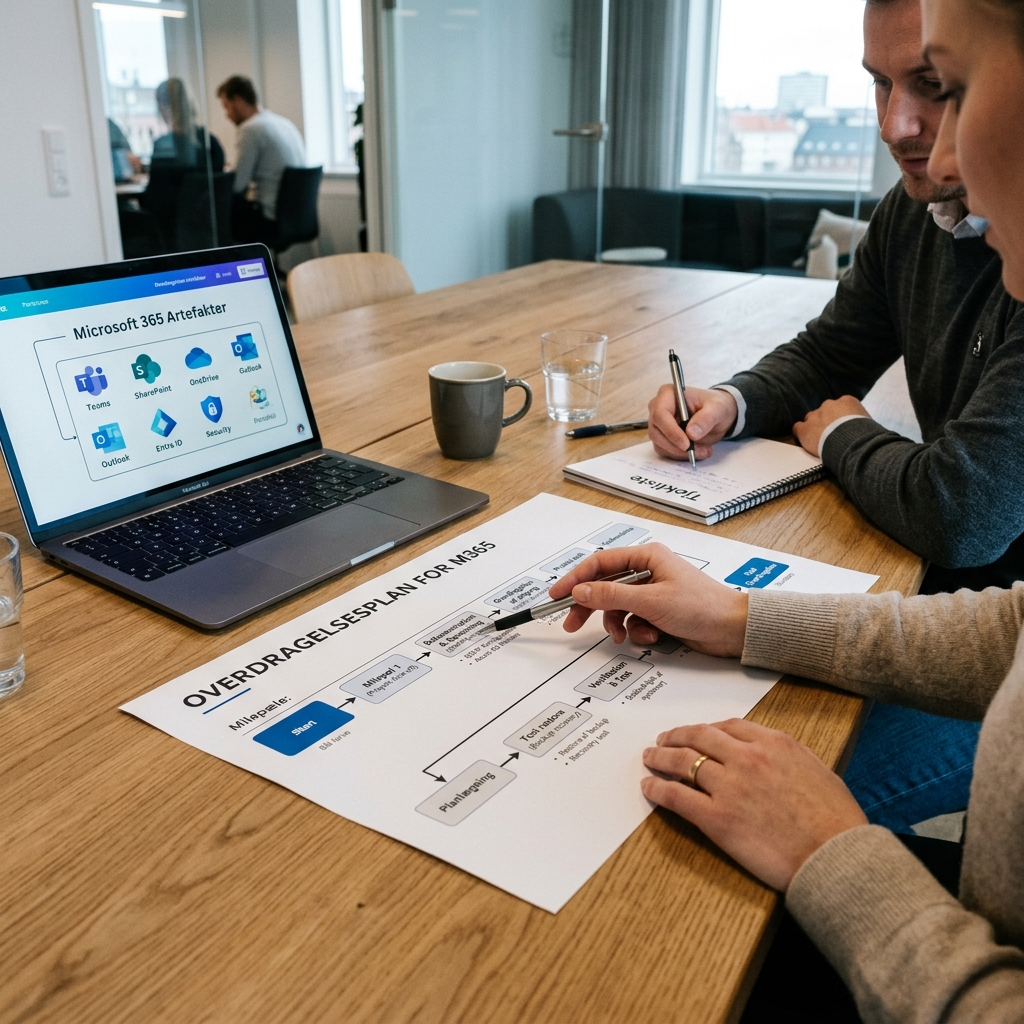 Overdragelsesplan for IT drift med milepæle for Microsoft 365, Azure og sikkerhed