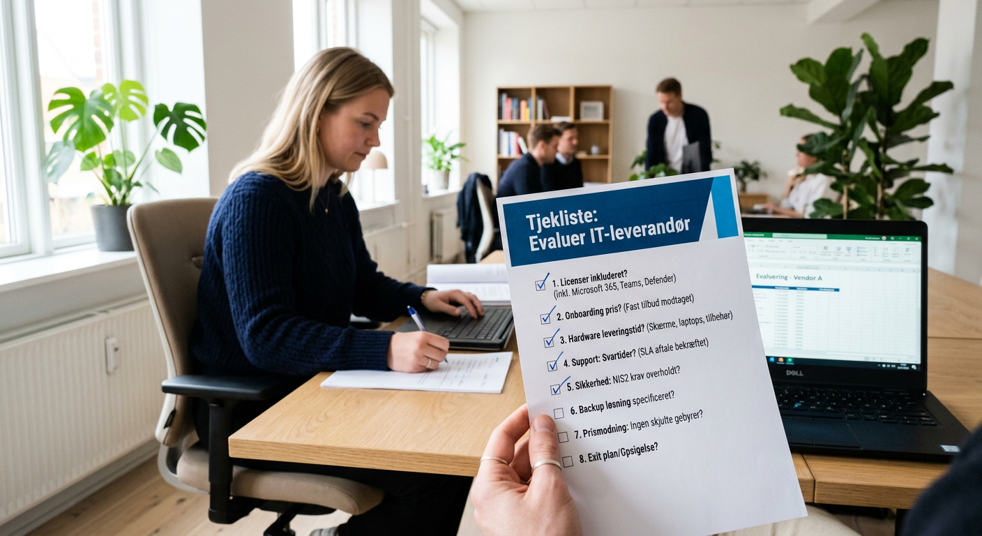Tjekliste til evaluering af IT-leverandør med fokus på pris, SLA og compliance