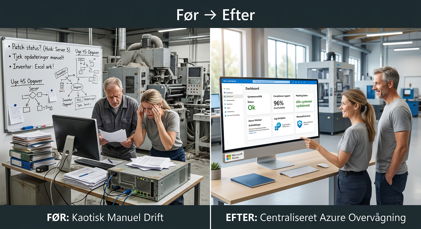 Azure Arc hybrid cloud arkitektur med on-premise servere og Azure portal