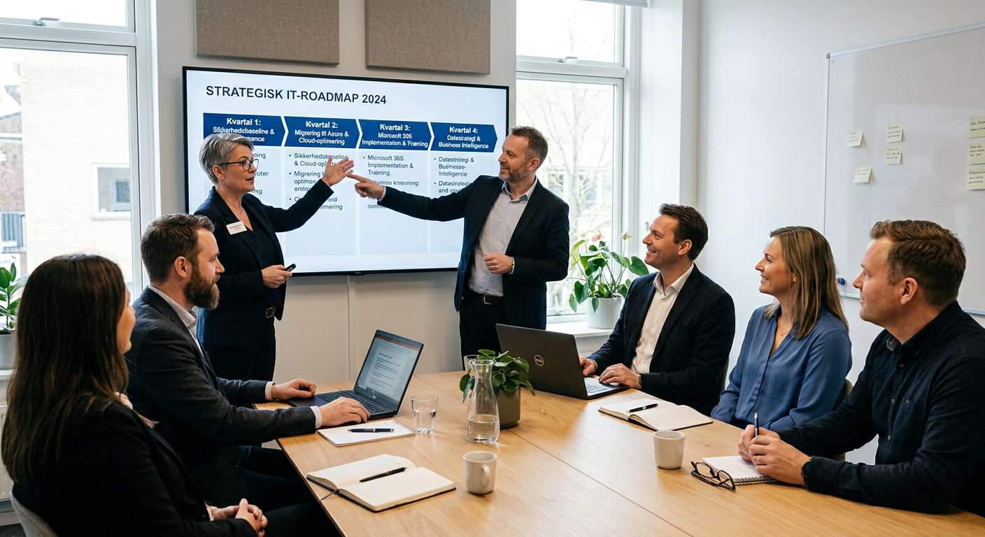 vCIO præsenterer IT-roadmap for SMV-ledelse på kvartalsmøde