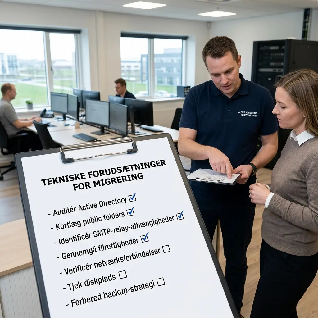 Tjekliste med tekniske forudsætninger for Exchange til Microsoft 365 migrering