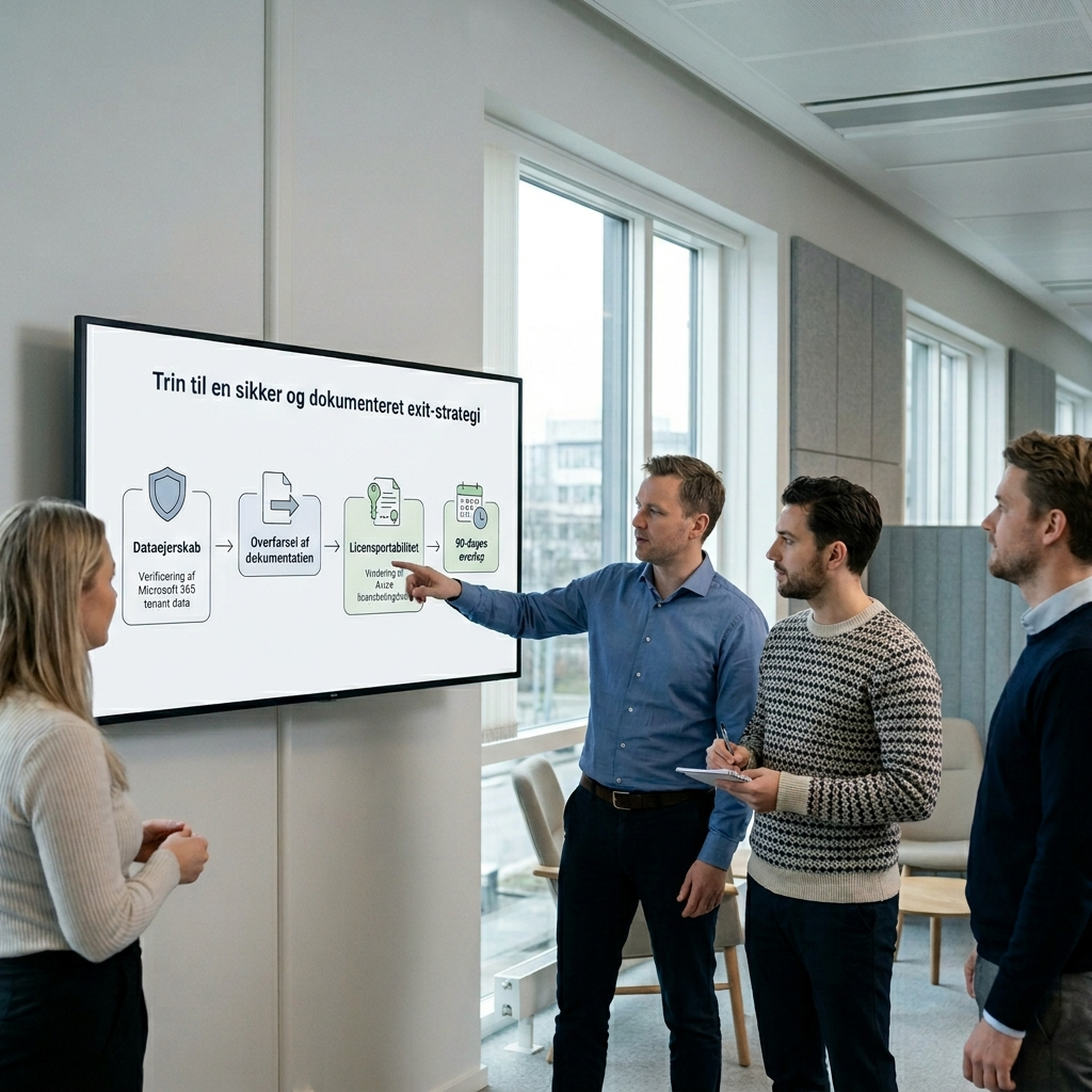 Flowdiagram over exit-strategi ved skift af ekstern IT-leverandør