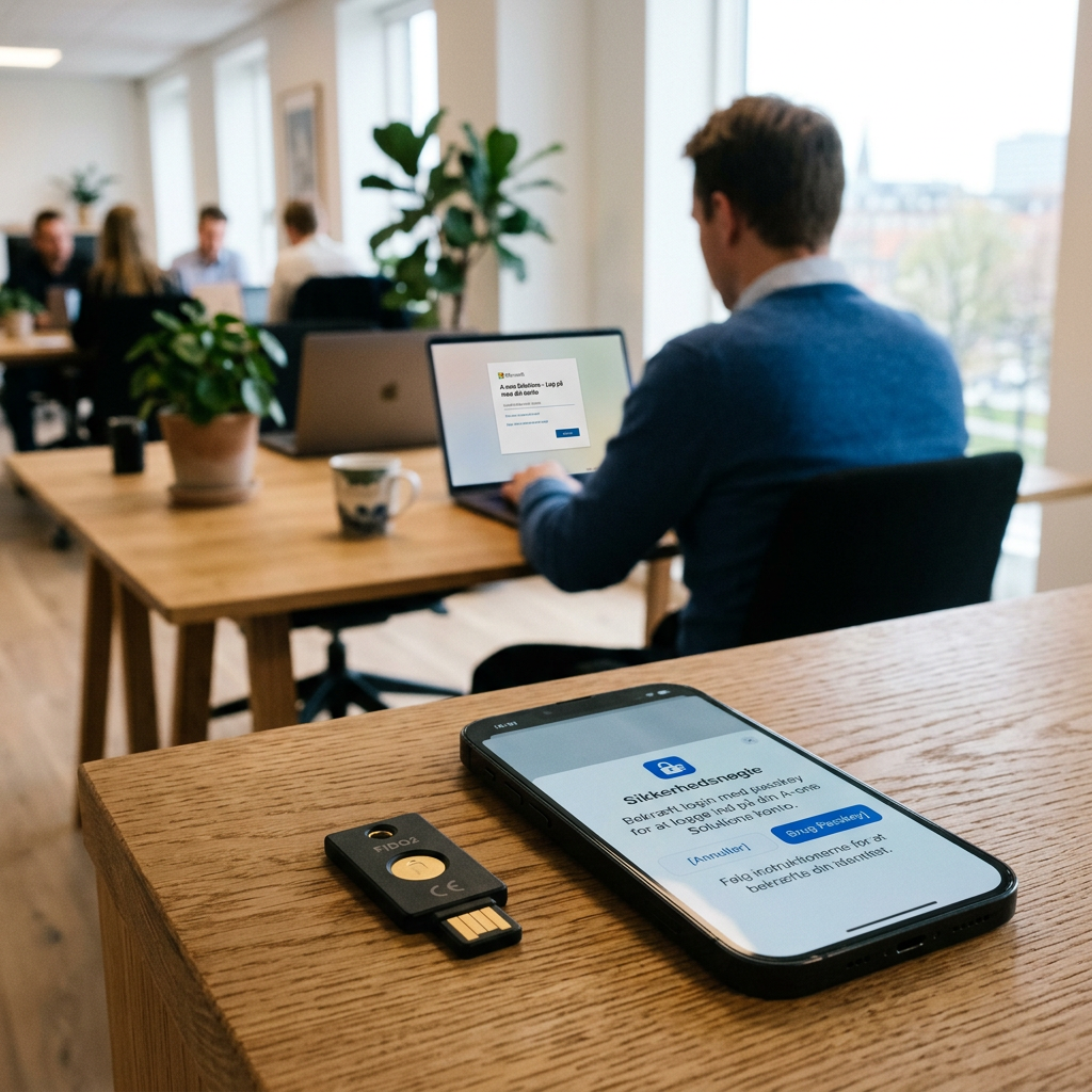 FIDO2-sikkerhedsnøgle og Passkey som phishing-resistant MFA-metode