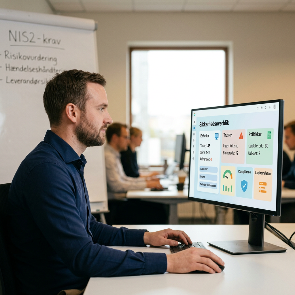 Skærmbillede af Microsoft 365 Admin Center med sikkerhedsoverblik