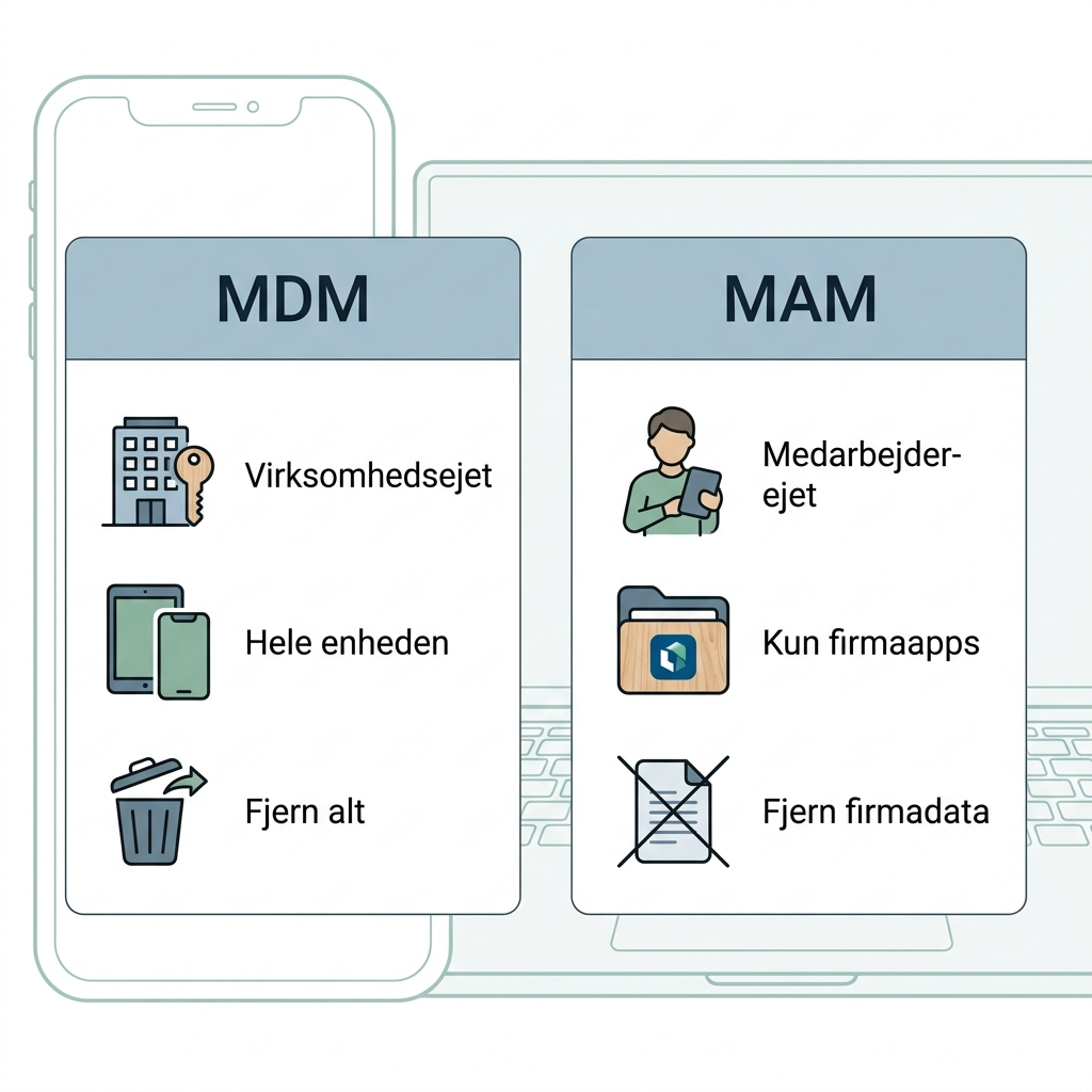 Sammenligning af MDM og MAM til BYOD-enheder i Microsoft Intune