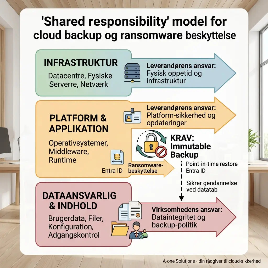 Illustration af shared responsibility-modellen for cloud-backup