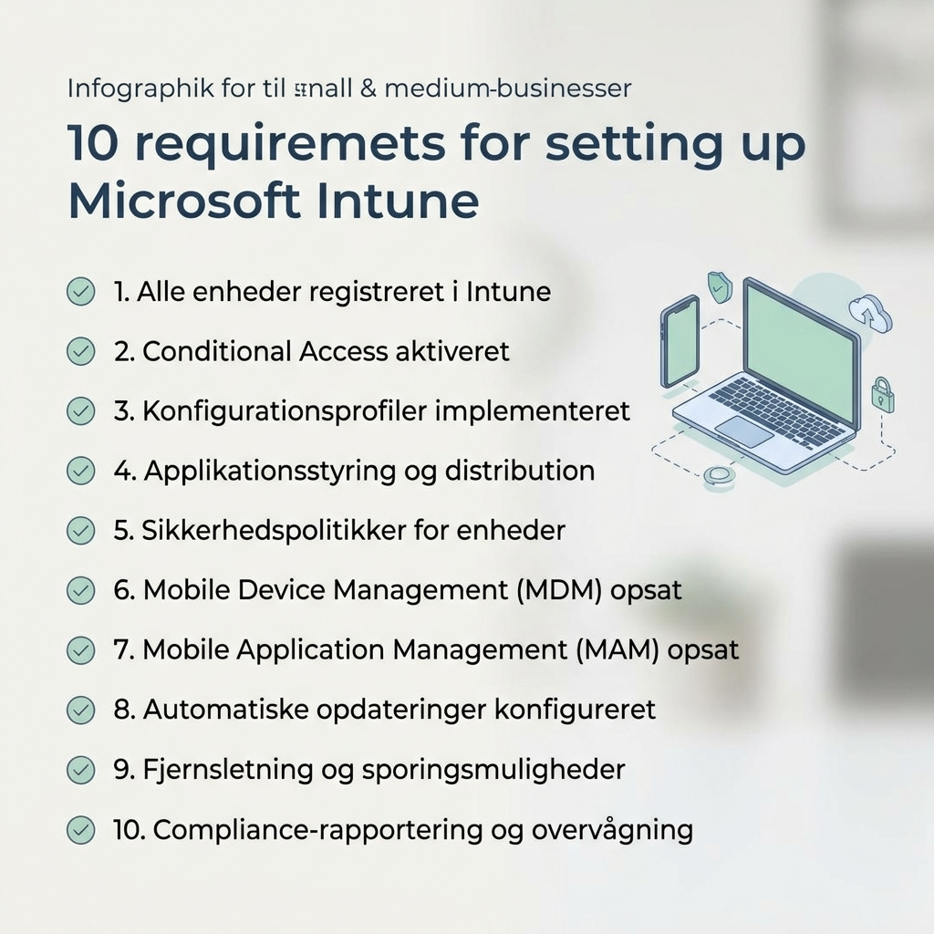 Tjekliste til Microsoft Intune opsætning for SMV med ti krav
