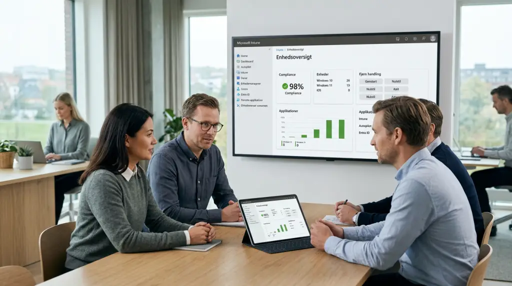 Microsoft Intune dashboard til central styring af enheder i SMB-virksomhed