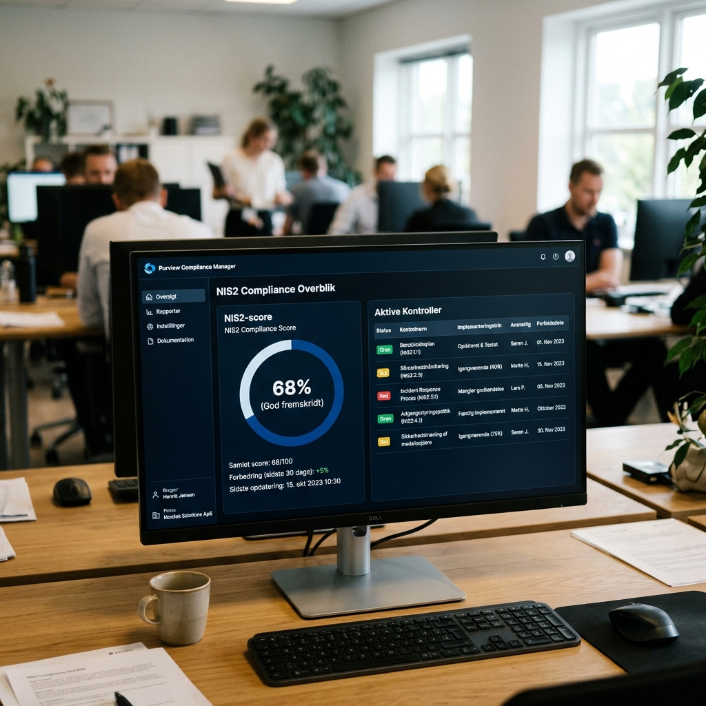 Dashboard i Microsoft Purview Compliance Manager med NIS2 score