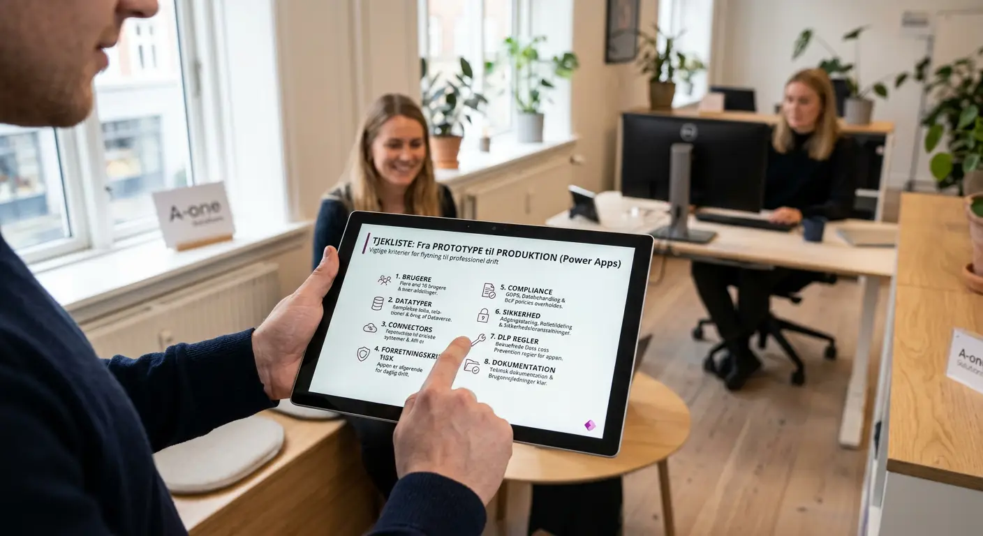 Diagram over co-managed Power Platform model med sandbox og produktionsmiljø