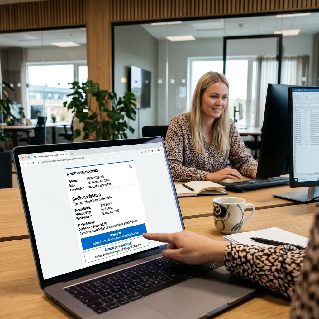 Skærmbillede af Power Automate godkendelsesflow til fakturagodkendelse