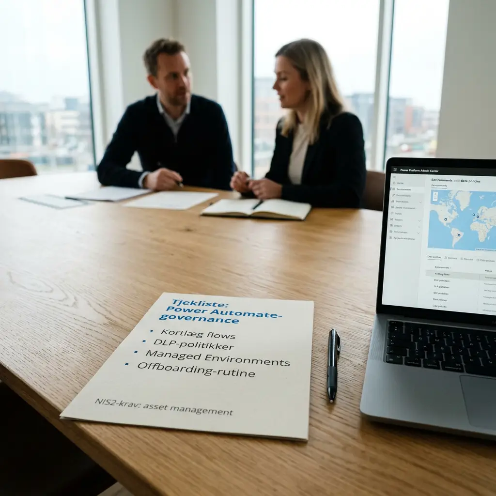 Tjekliste for Power Automate governance i en dansk SMV med NIS2-krav