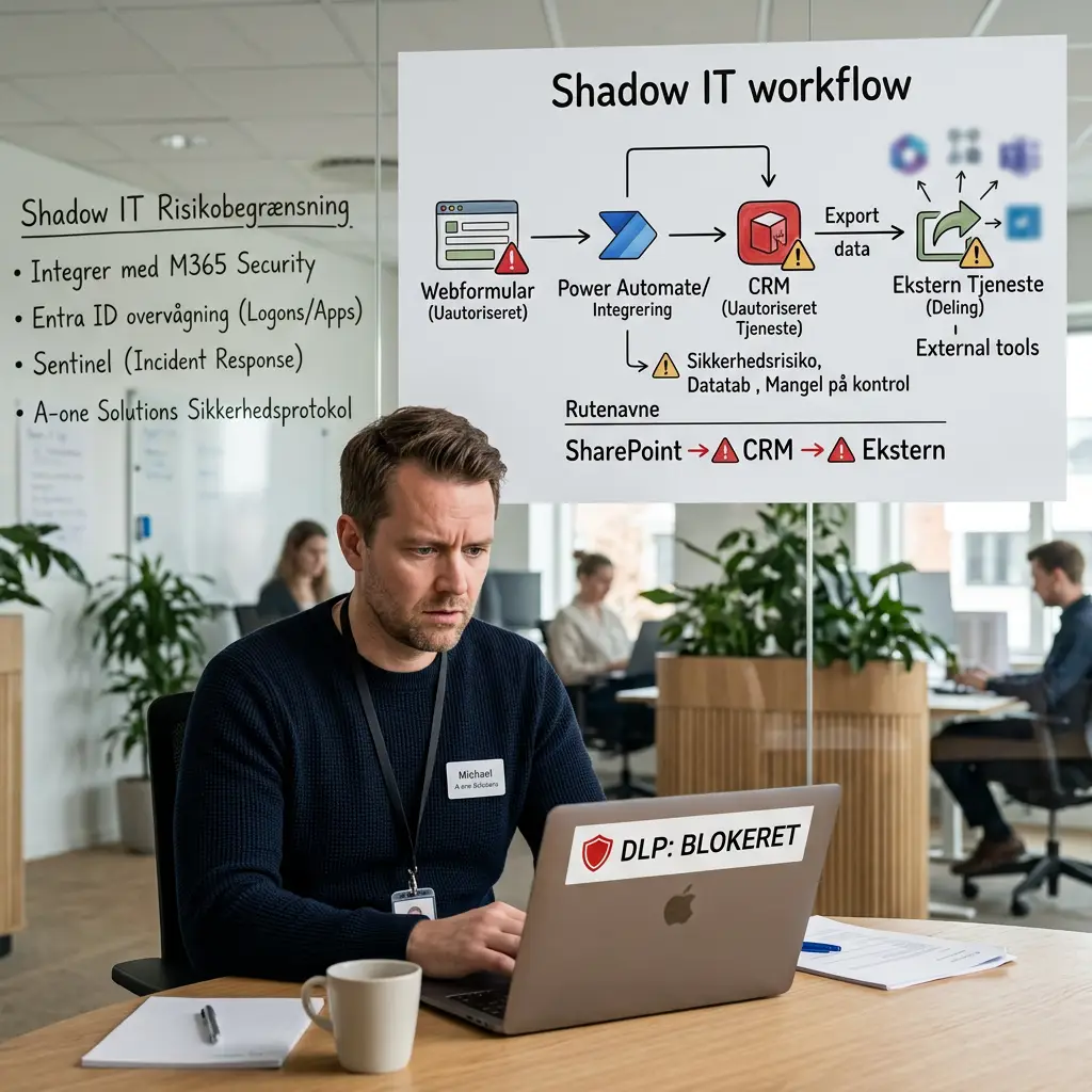 Oversigt over Shadow IT-risiko ved uautoriserede automationsværktøjer i en virksomhed