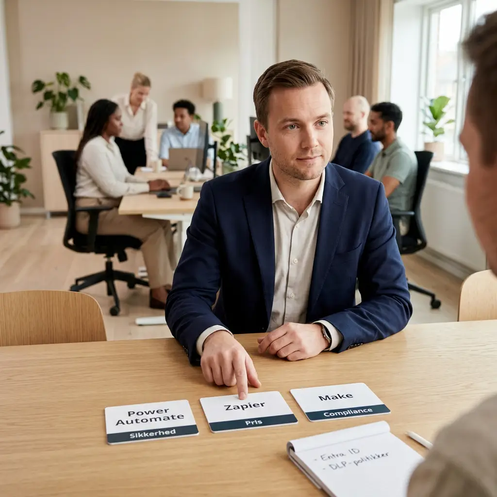 Sammenligning af Power Automate, Zapier og Make på sikkerhed, pris og compliance