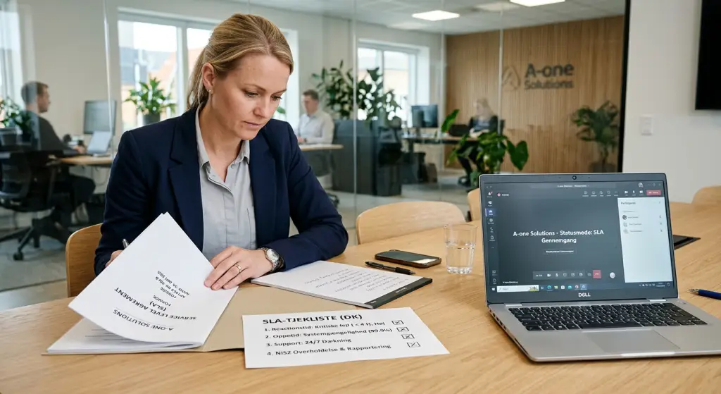 SLA tjekliste til SMV it-aftaler med vigtige punkter