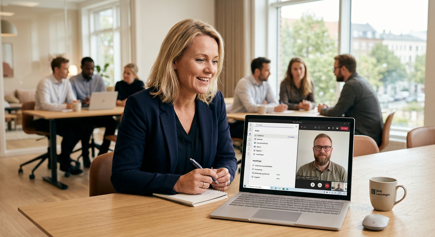 Dansk SMV-leder der samarbejder med ekstern IT-afdeling via skærm