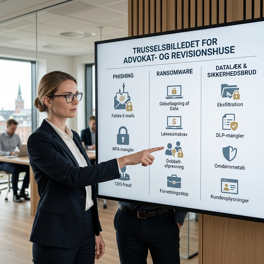 Oversigt over trusselsbilledet for advokat- og revisionshuse med fokus på phishing og ransomware