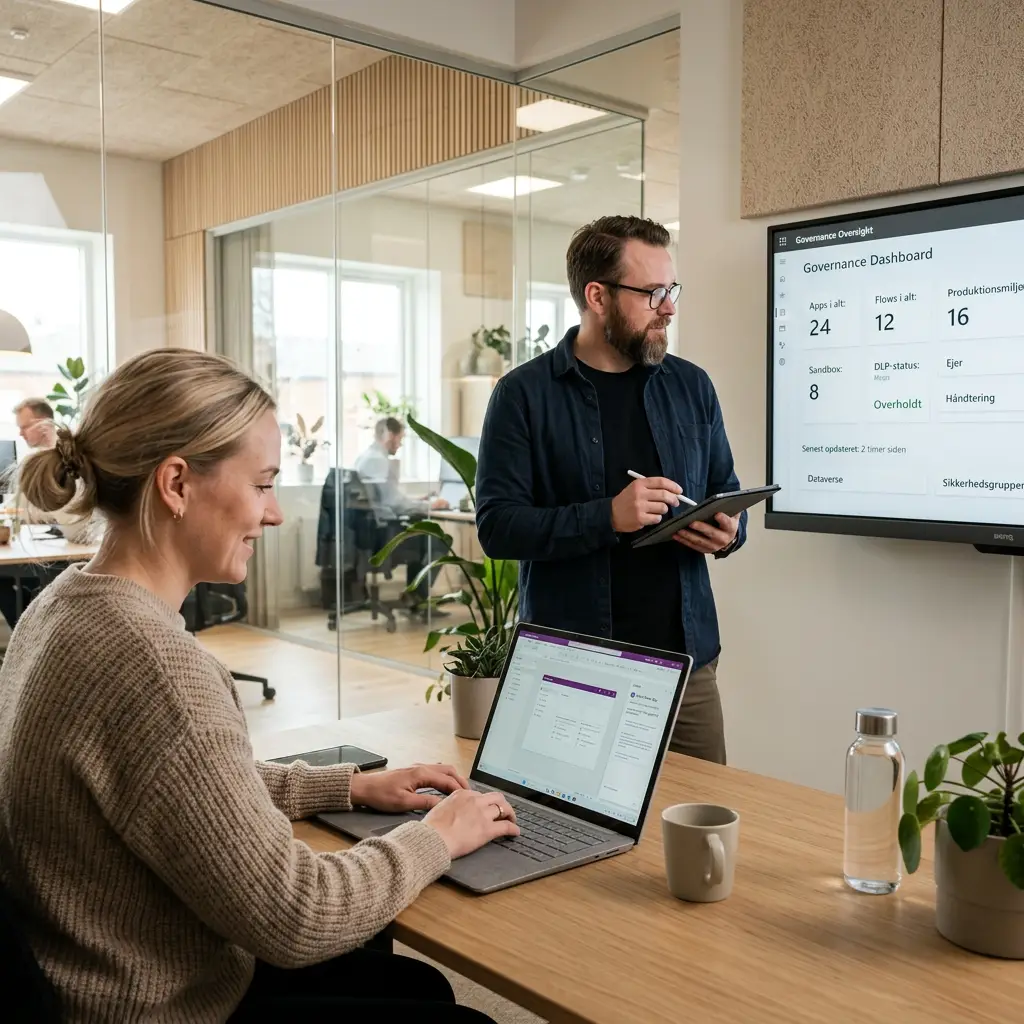 Oversigt over Power Platform miljøer med sandbox og produktionsmiljø adskilt