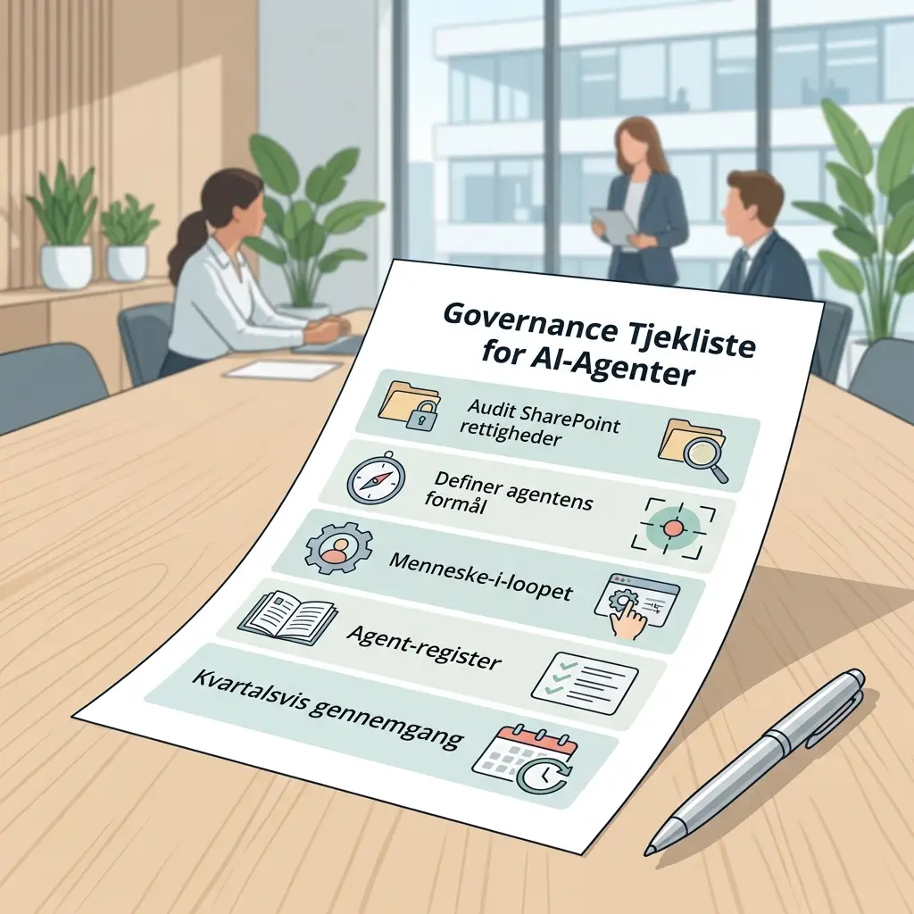Governance-tjekliste for AI-agenter i Microsoft 365 med human-in-the-loop