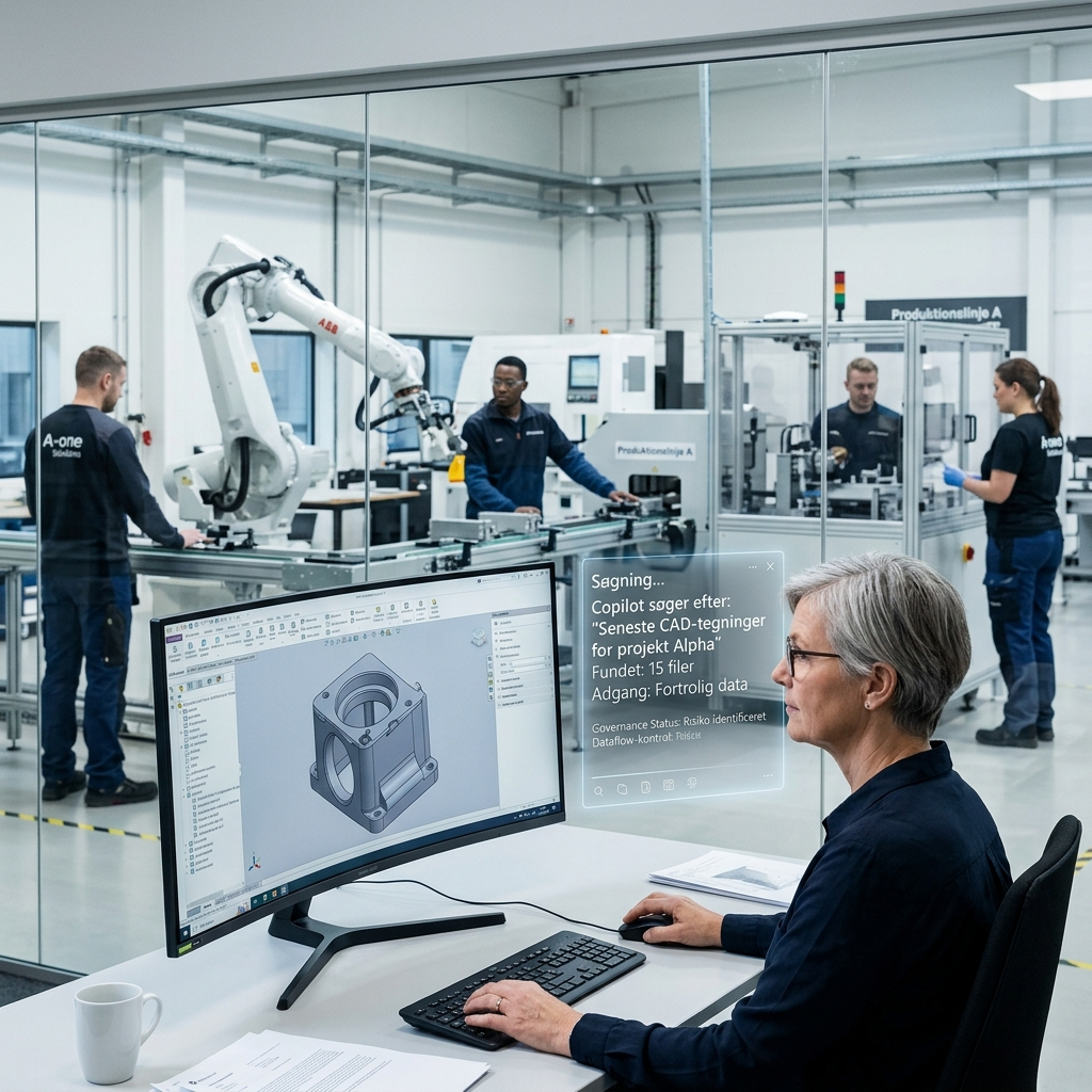 Microsoft Copilot sikkerhed for produktionsvirksomheder der beskytter CAD filer