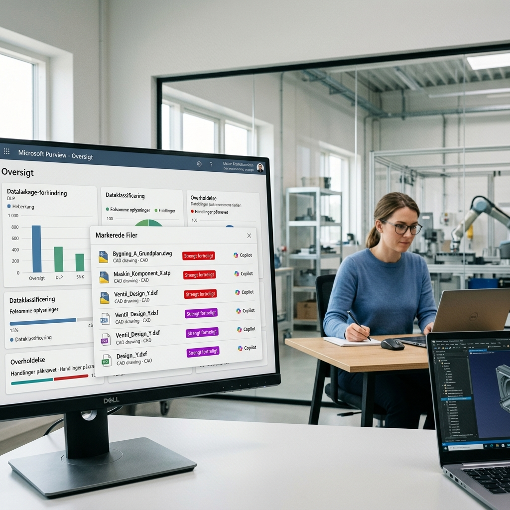Oversigt over Microsoft Purview der beskytter produktionsdata mod interne datalæk