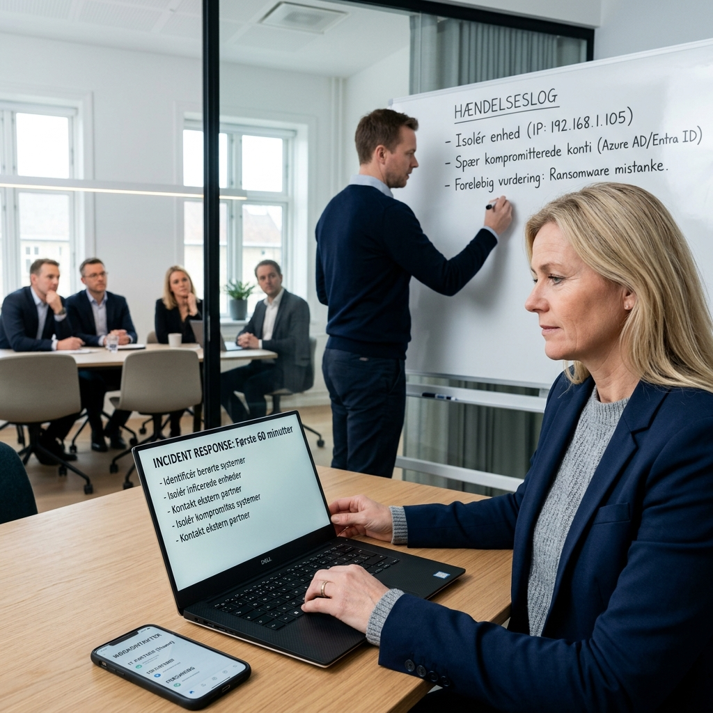 IT-chef der eksekverer en incident response plan ved et ransomware angreb