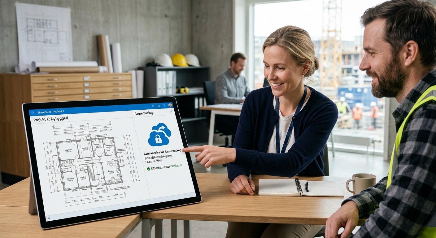 Digital byggetegning beskyttet af Azure Backup