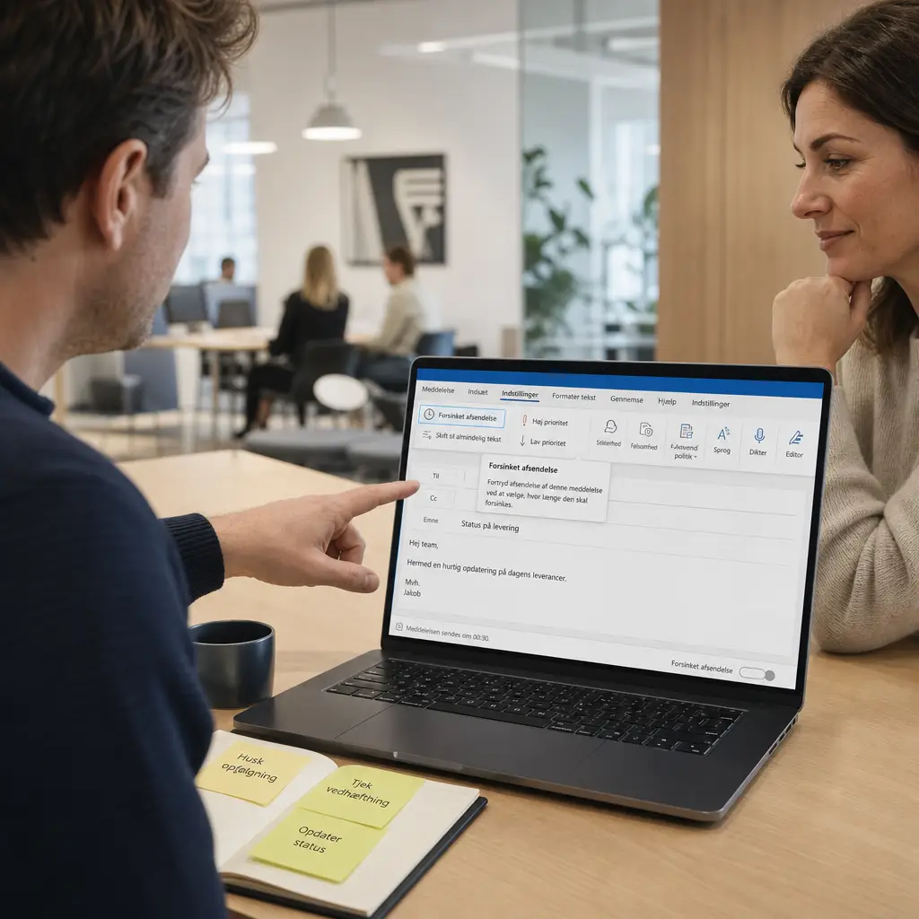 Opsætning af forsinket afsendelse i Outlook for at undgå datalæk