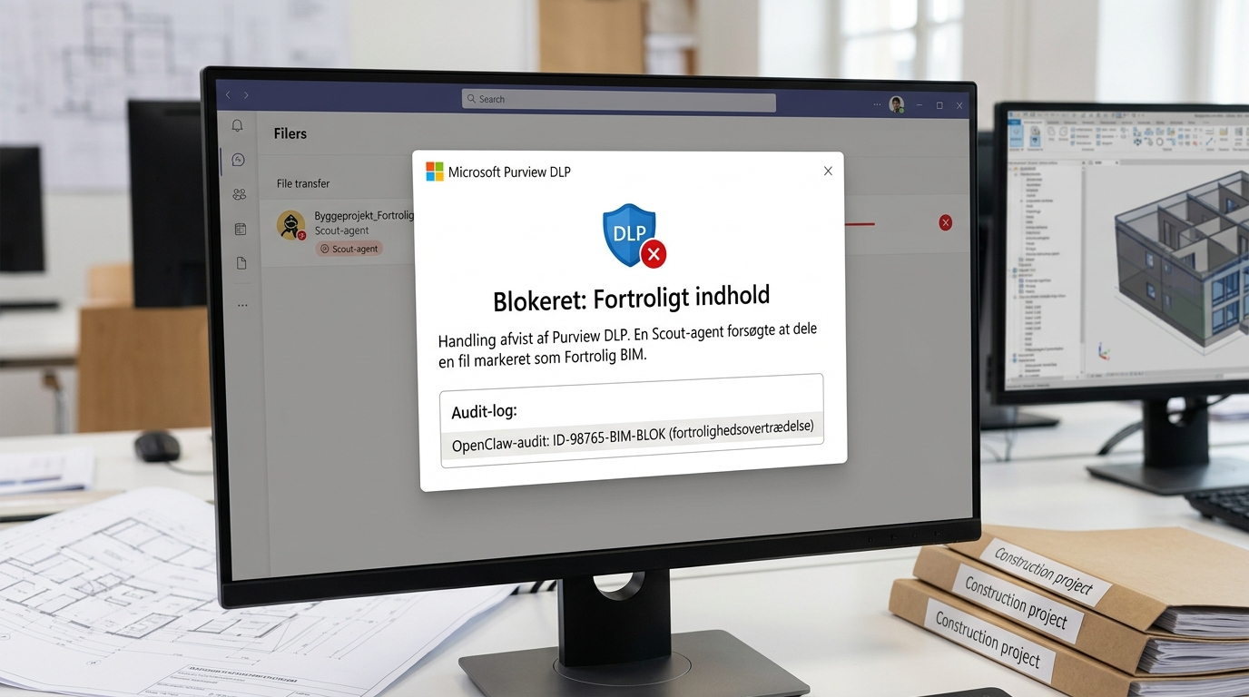 Microsoft Purview DLP blokerer en autonom agent i at dele fortrolige BIM-modeller