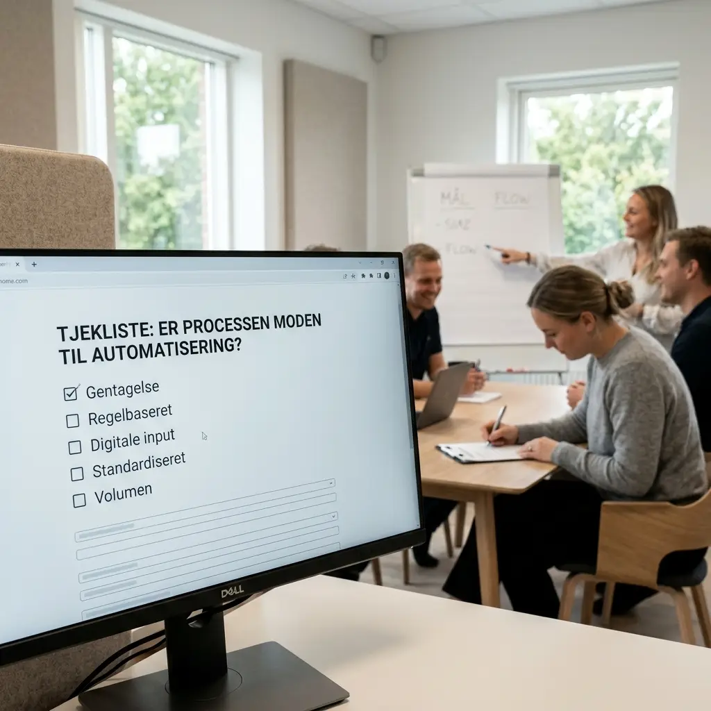 Tjekliste på skærm der vurderer om en engros-arbejdsgang er klar til Power Automate