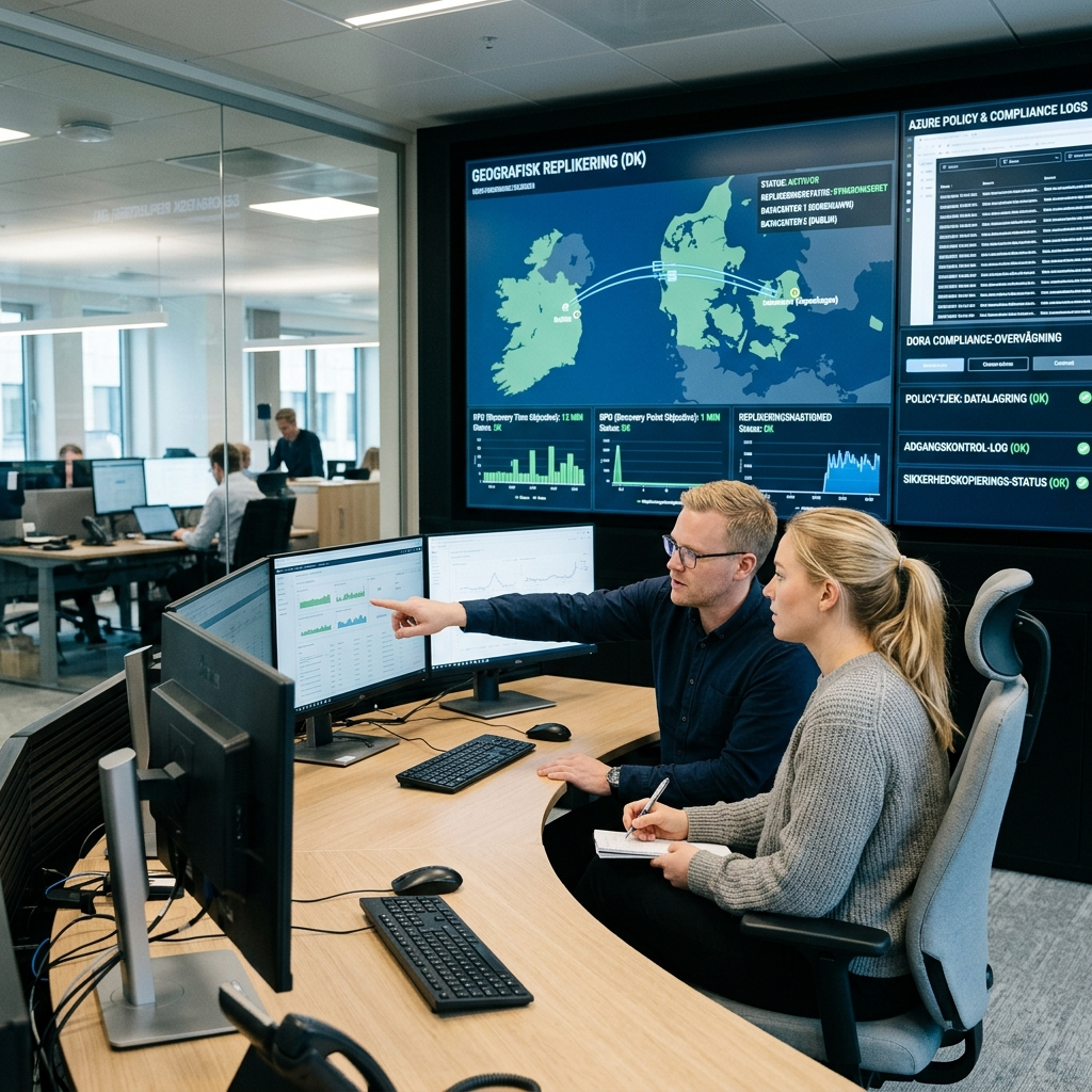 Azure disaster recovery og policy-styring der understøtter DORA-compliance i finanssektoren
