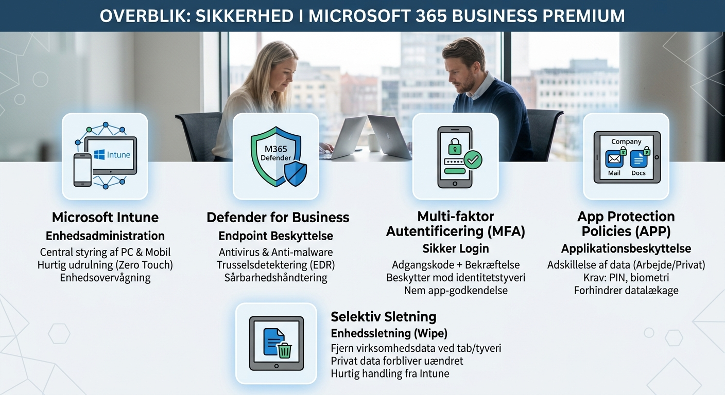 Oversigt over sikkerhedsfunktioner inkluderet i Microsoft 365 Business Premium