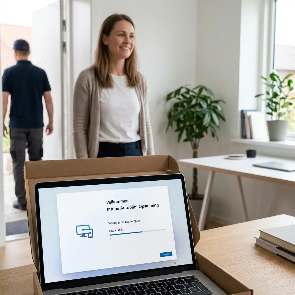 Ny bærbar leveres direkte til medarbejder og konfigureres automatisk via Intune Autopilot