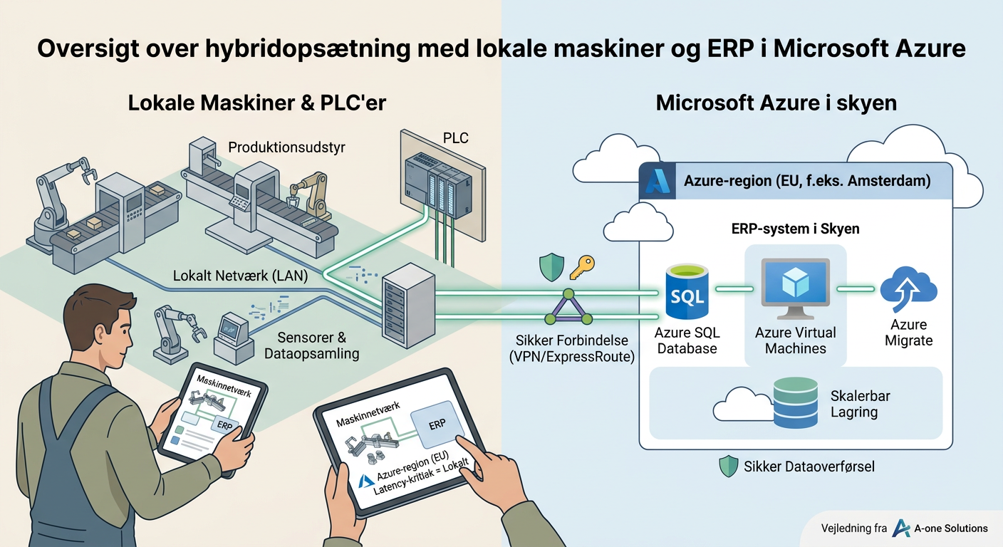Oversigt over hybrid opsætning med lokale maskiner og ERP i Microsoft Azure