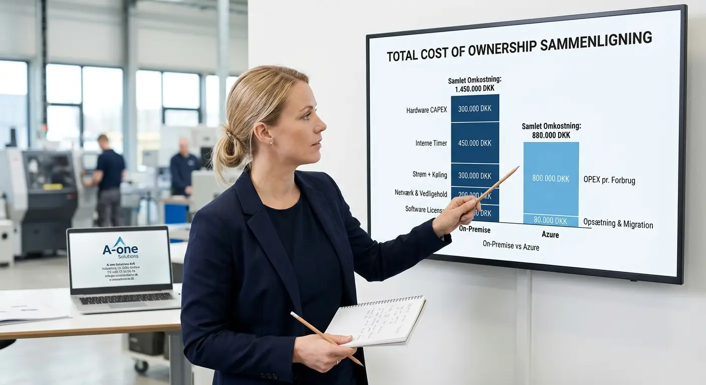 TCO-sammenligning mellem lokalt serverrum og Microsoft Azure for produktions-SMV