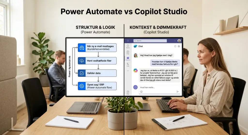 Power Automate og Copilot Studio logik og dømmekraft sammenlignet