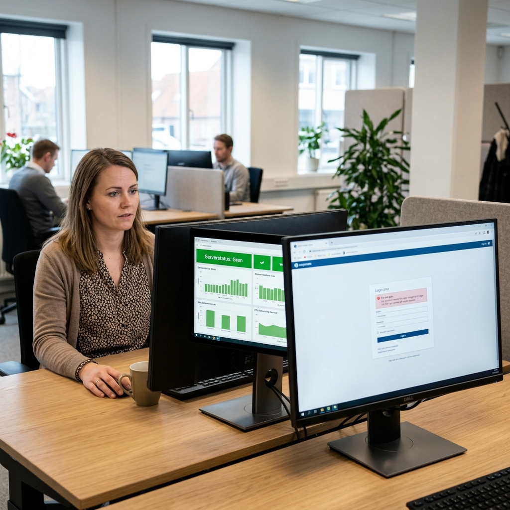 Medarbejder arbejder uforstyrret, mens IT-drift måles på reel brugeroplevelse frem for serverstatus