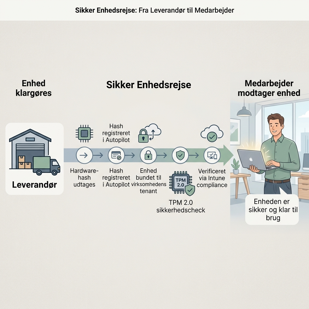 Skærmbillede-lignende illustration af Intune compliance-politik der blokerer adgang til firmadata