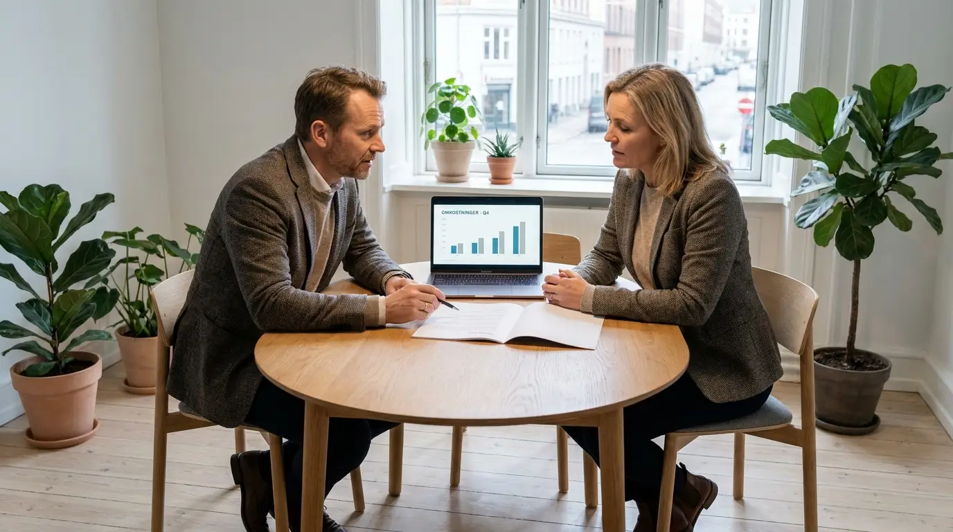 To kolleger forhandler vilkår og prisloft i en IT serviceaftale ved mødebord