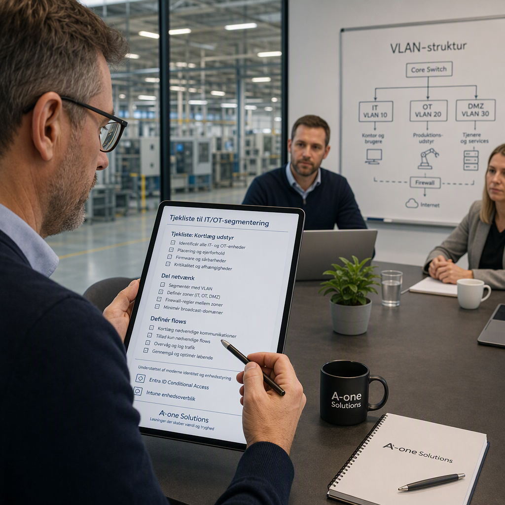 IT-chef gennemgår tjekliste for segmentering af produktionsnetværk