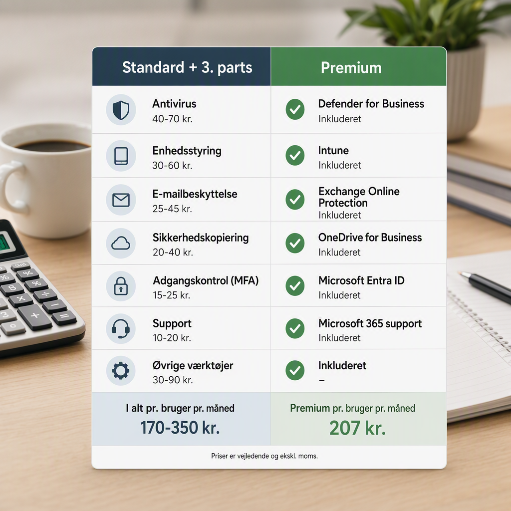 Skema der oversætter tredjeparts IT-abonnementer til indbyggede funktioner i Business Premium