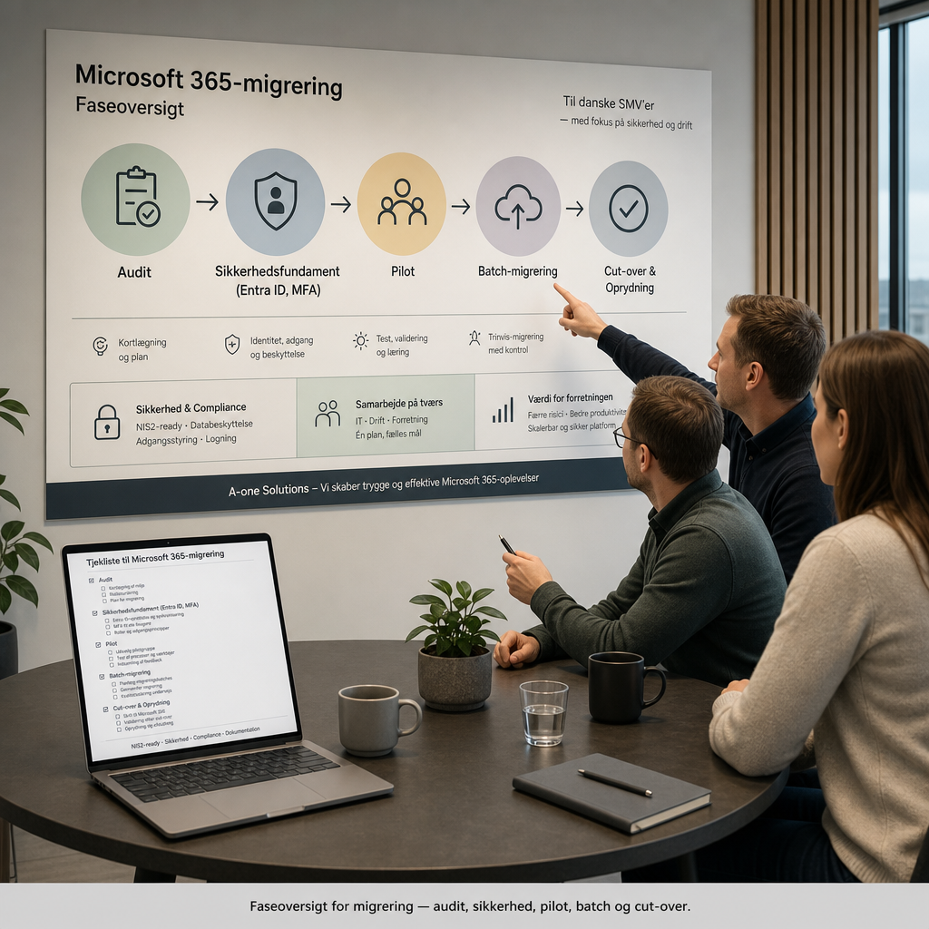 Oversigt over faser i en Microsoft 365 migrering fra audit til cut-over