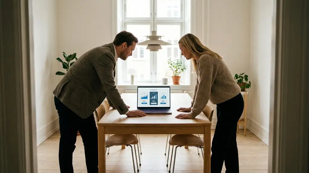 To rådgivere gennemgår priser og prismodeller for managed IT services på en bærbar computer
