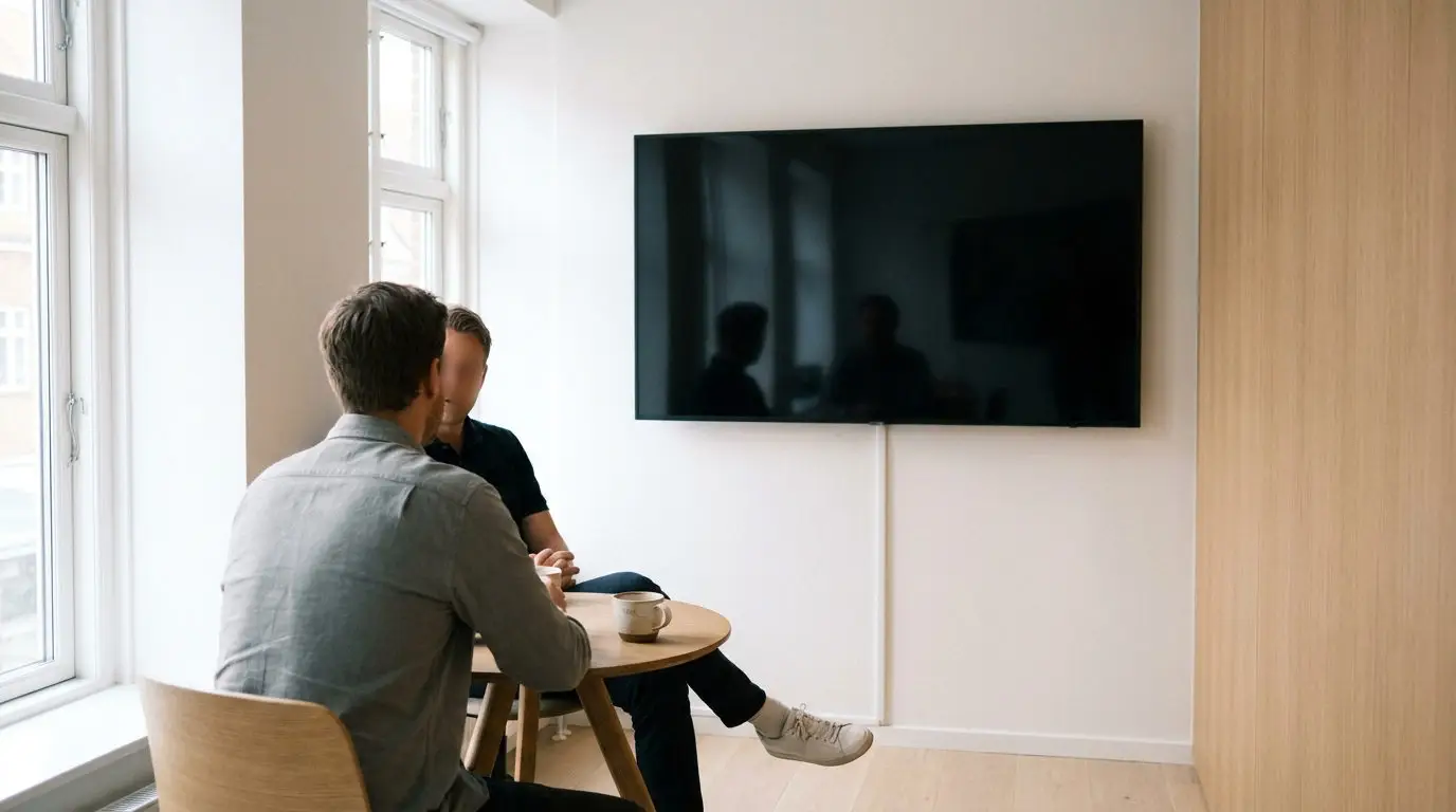 Team i nordisk kontor sammenligner modeller for helpdesk system på skærm