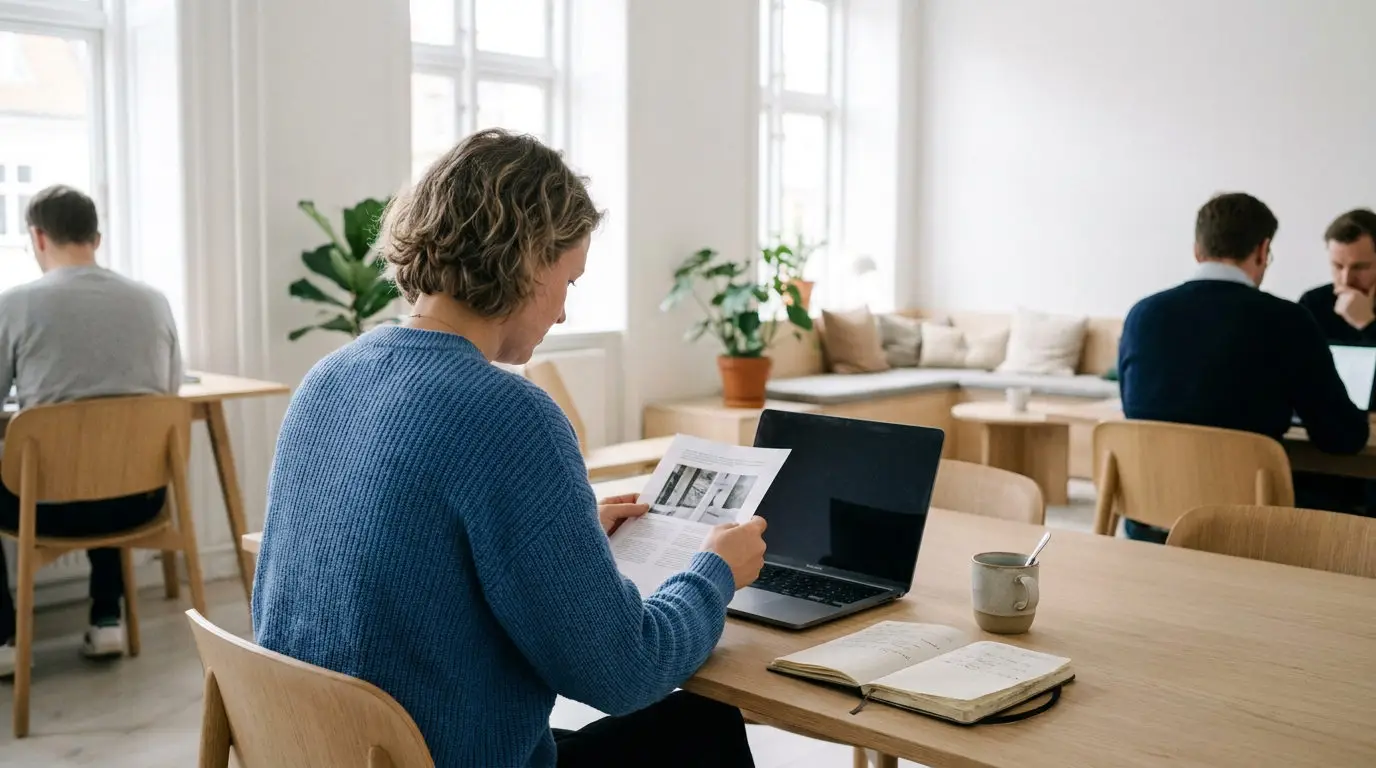 Medarbejder gennemgår beslutningsmatrix for licensvalg mellem business central vs dynamics 365