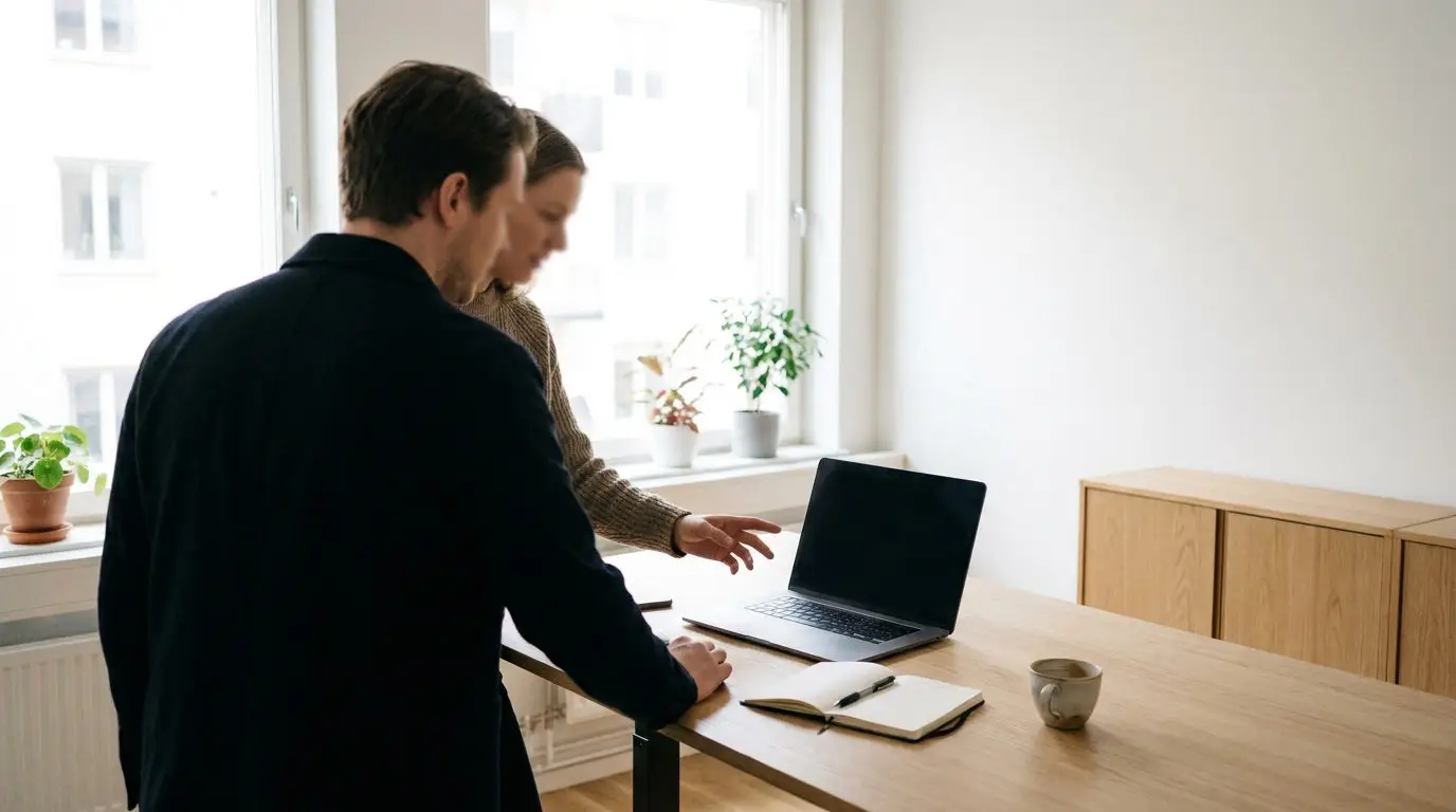Fast kontaktperson gennemgår lokal serviceaftale med kunde i Glostrup
