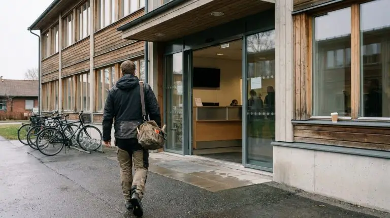 IT-tekniker ankommer til lokalt kontor i Vestegnen for on-site support
